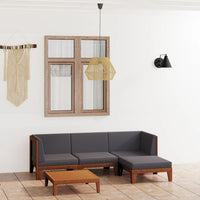 Thumbnail for 5-tlg. Garten-Lounge-Set mit Kissen Akazie Massivholz