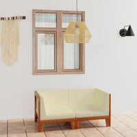 Thumbnail for 2-Sitzer-Sofa mit Cremeweißen Kissen Akazie Massivholz