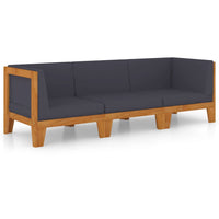 Thumbnail for 3-tlg. Garten-Lounge-Set mit Kissen Akazie Massivholz