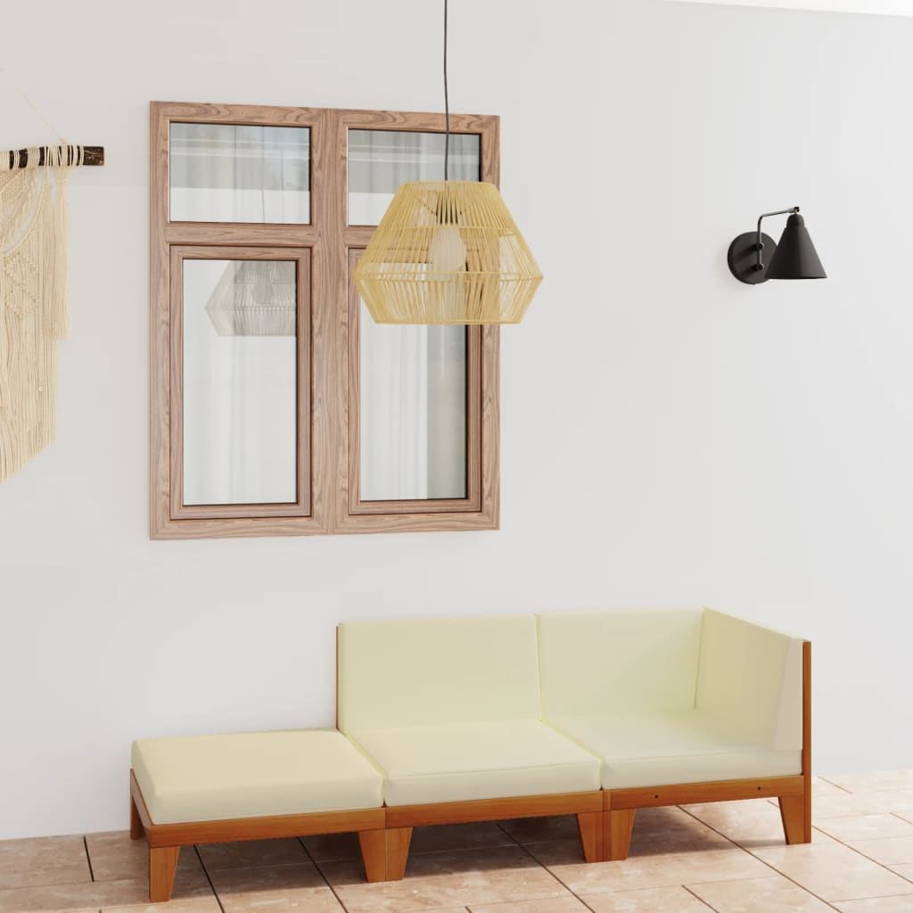 3-tlg. Garten-Lounge-Set mit Kissen Akazie Massivholz