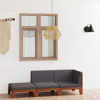 Thumbnail for 3-tlg. Garten-Lounge-Set mit Kissen Akazie Massivholz