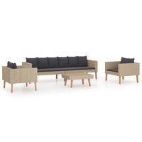 Thumbnail for 4-tlg. Garten-Lounge-Set mit Auflagen Poly Rattan Beige