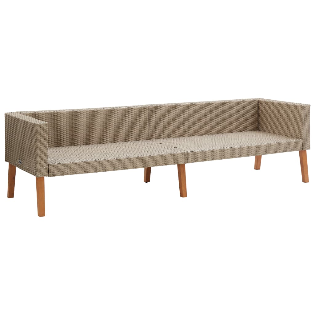 2-tlg. Garten-Lounge-Set mit Auflagen Poly Rattan Beige