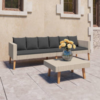 Thumbnail for 2-tlg. Garten-Lounge-Set mit Auflagen Poly Rattan Beige