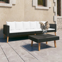 Thumbnail for 2-tlg. Garten-Lounge-Set mit Kissen Poly Rattan Schwarz