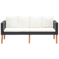 Thumbnail for 2-tlg. Garten-Lounge-Set mit Kissen Poly Rattan Schwarz