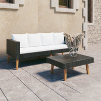 Thumbnail for 2-tlg. Garten-Lounge-Set mit Kissen Poly Rattan Schwarz