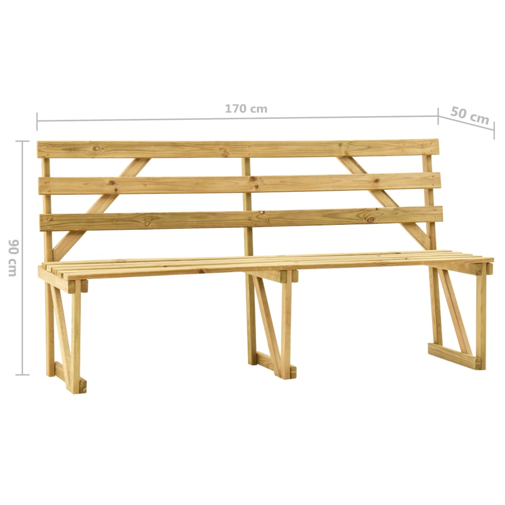 Gartenbank 170 cm Imprägniertes Kiefernholz