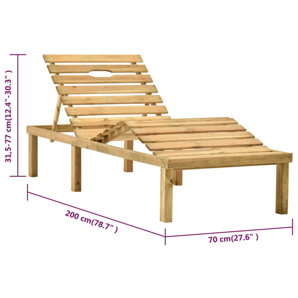 Garten-Sonnenliege mit Tisch Kiefernholz Imprägniert