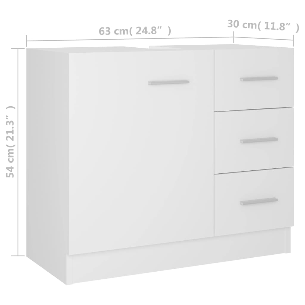 Waschbeckenunterschrank Weiß 63x30x54 cm Holzwerkstoff