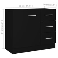 Thumbnail for Waschbeckenunterschrank Schwarz 63x30x54 cm Holzwerkstoff