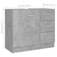 Thumbnail for Waschbeckenunterschrank Betongrau 63x30x54 cm Holzwerkstoff