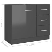 Thumbnail for Waschbeckenunterschrank Hochglanz-Grau 63x30x54cm Holzwerkstoff