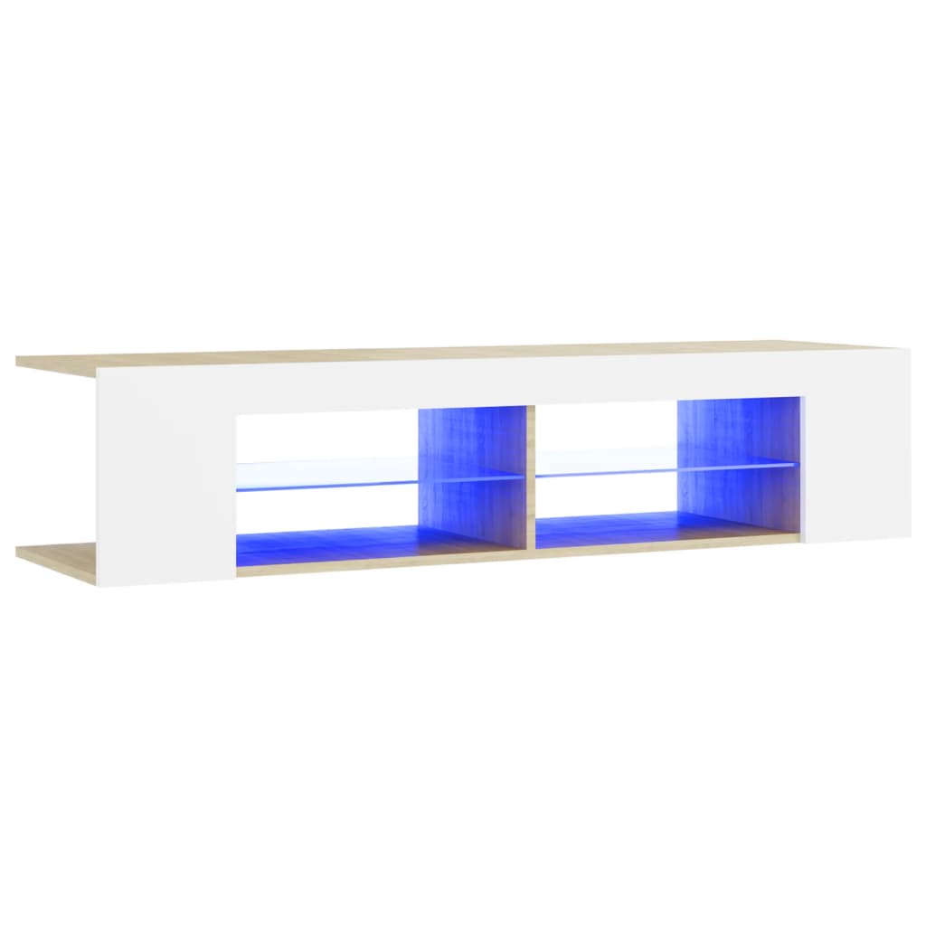 TV-Schrank mit LED-Leuchten Weiß Sonoma-Eiche 135x39x30 cm