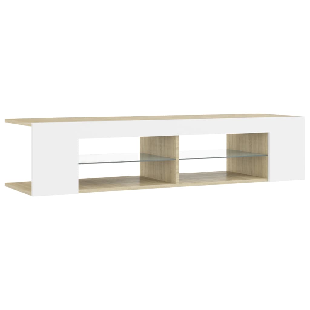 TV-Schrank mit LED-Leuchten Weiß Sonoma-Eiche 135x39x30 cm