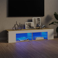 Thumbnail for TV-Schrank mit LED-Leuchten Weiß Sonoma-Eiche 135x39x30 cm