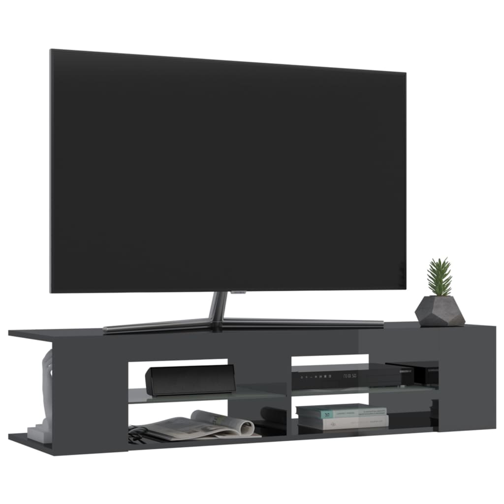 TV-Schrank mit LED-Leuchten Hochglanz-Grau 135x39x30 cm