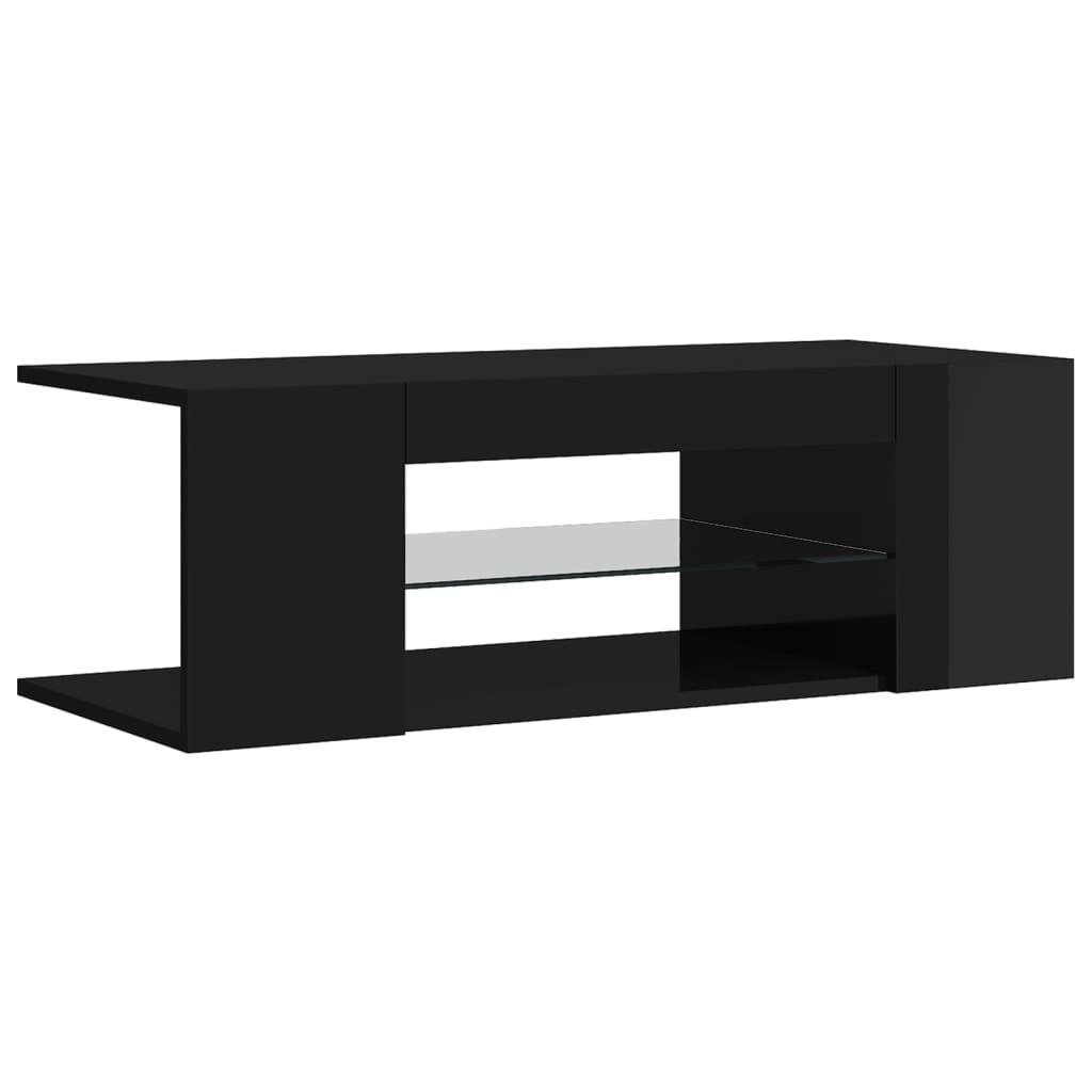 TV-Schrank mit LED-Leuchten Hochglanz-Schwarz 90x39x30 cm