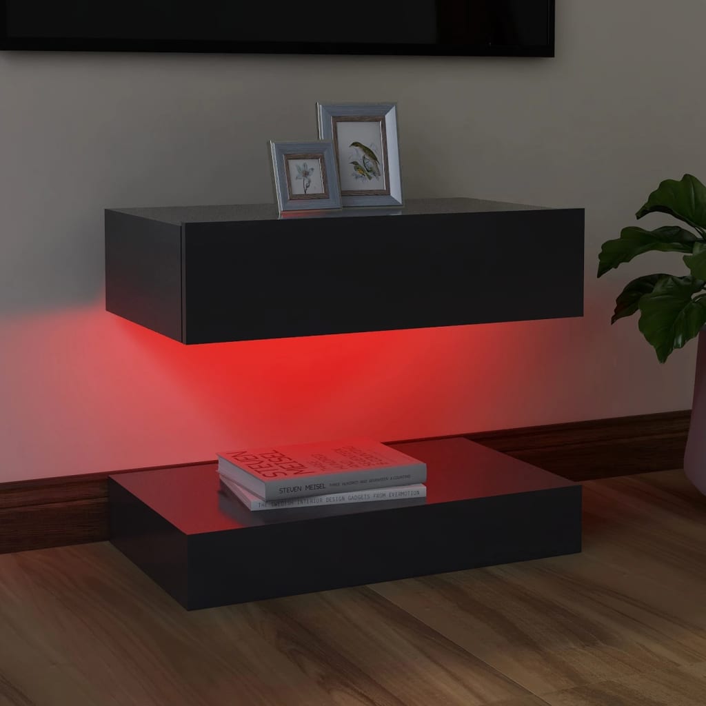 TV-Schrank mit LED-Leuchten Grau 60x35 cm