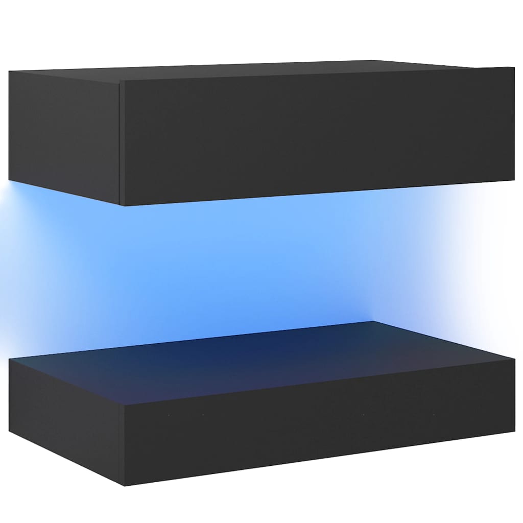 TV-Schränke LED-Leuchten 2 Stk. Grau 60x35 cm