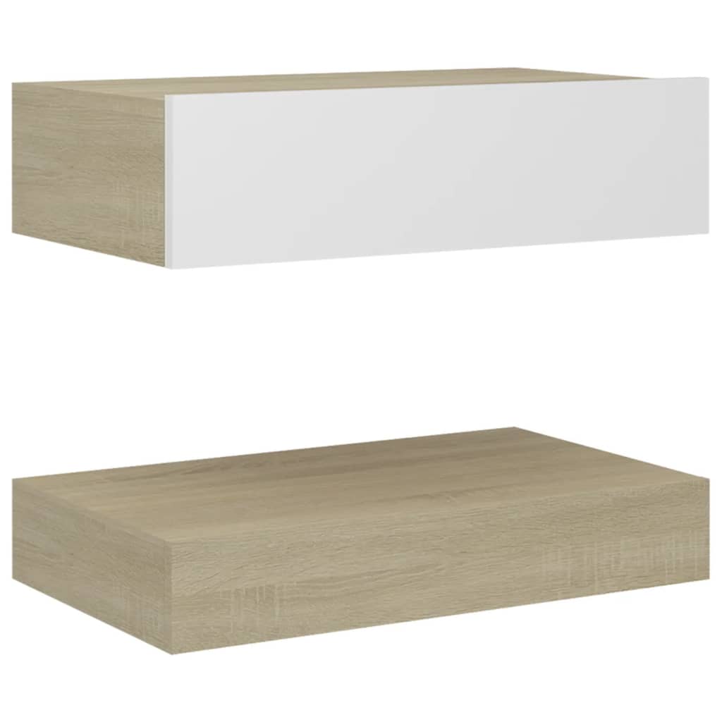 TV-Schrank mit LED-Leuchten Weiß Sonoma-Eiche 60x35 cm
