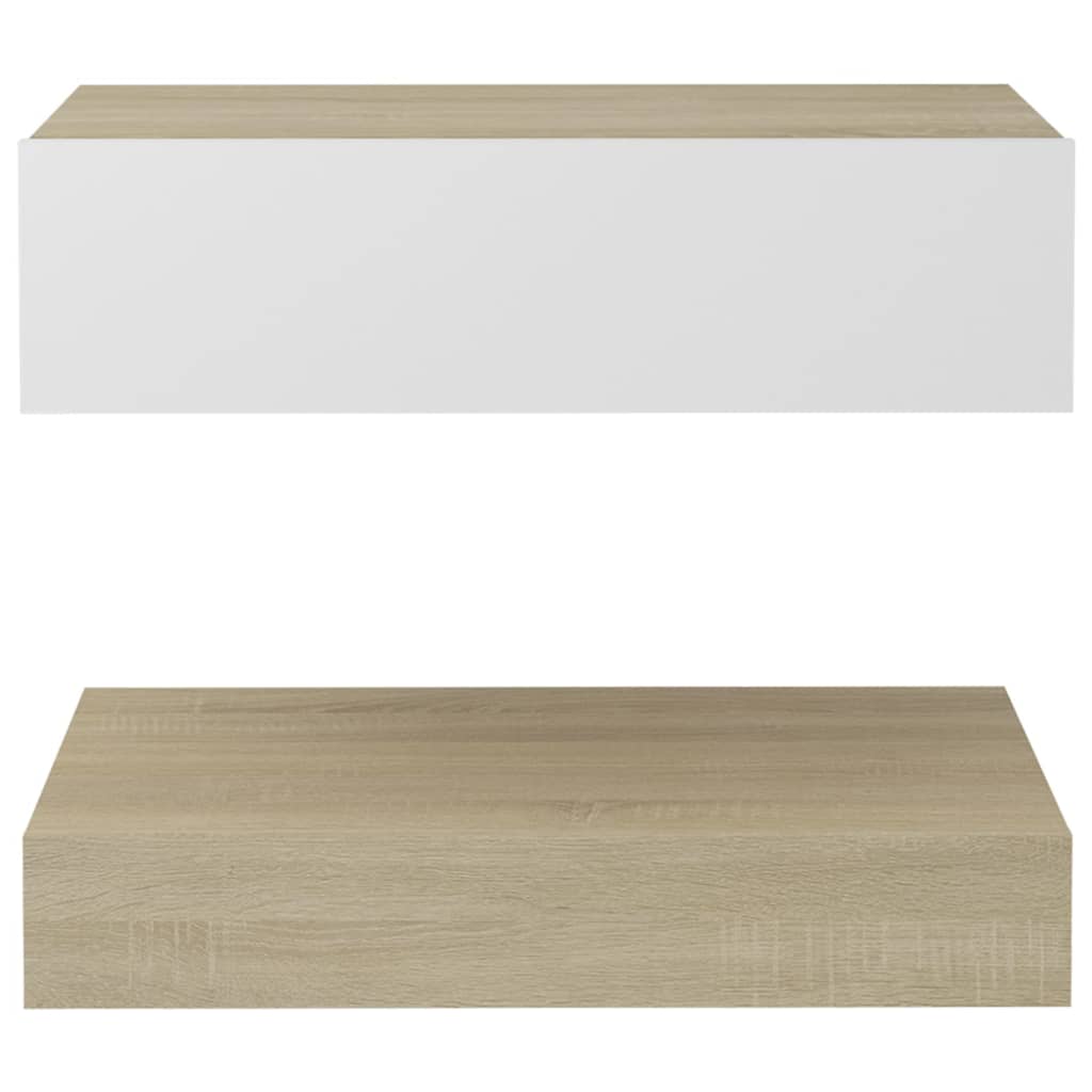 TV-Schrank mit LED-Leuchten Weiß Sonoma-Eiche 60x35 cm