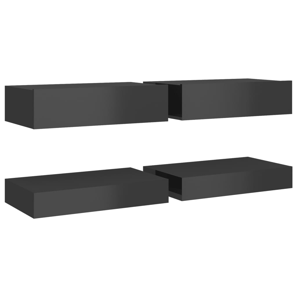 TV-Schränke mit LED-Leuchten 2 Stk. Hochglanz-Grau 60x35 cm