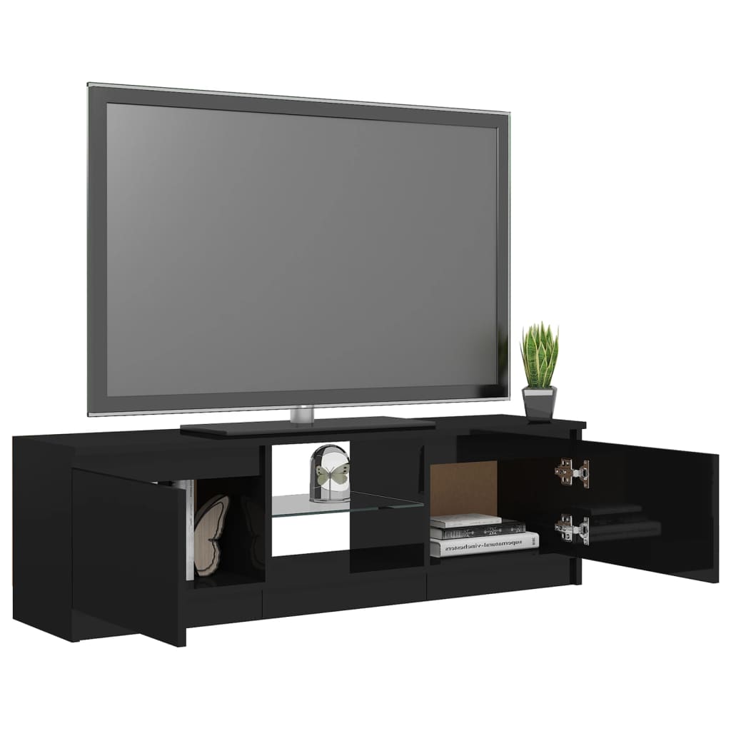 TV-Schrank mit LED-Leuchten Hochglanz-Schwarz 120x30x35,5 cm