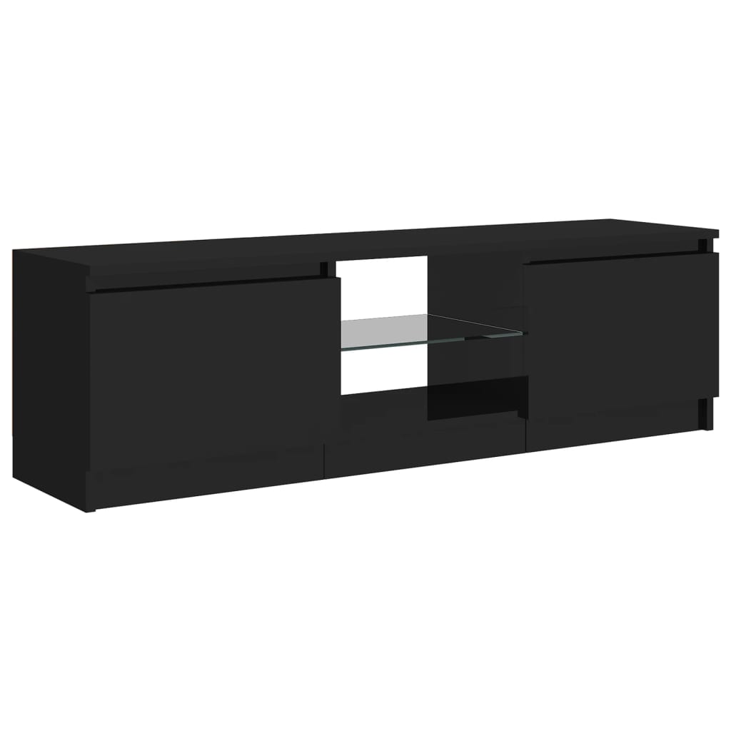 TV-Schrank mit LED-Leuchten Hochglanz-Schwarz 120x30x35,5 cm