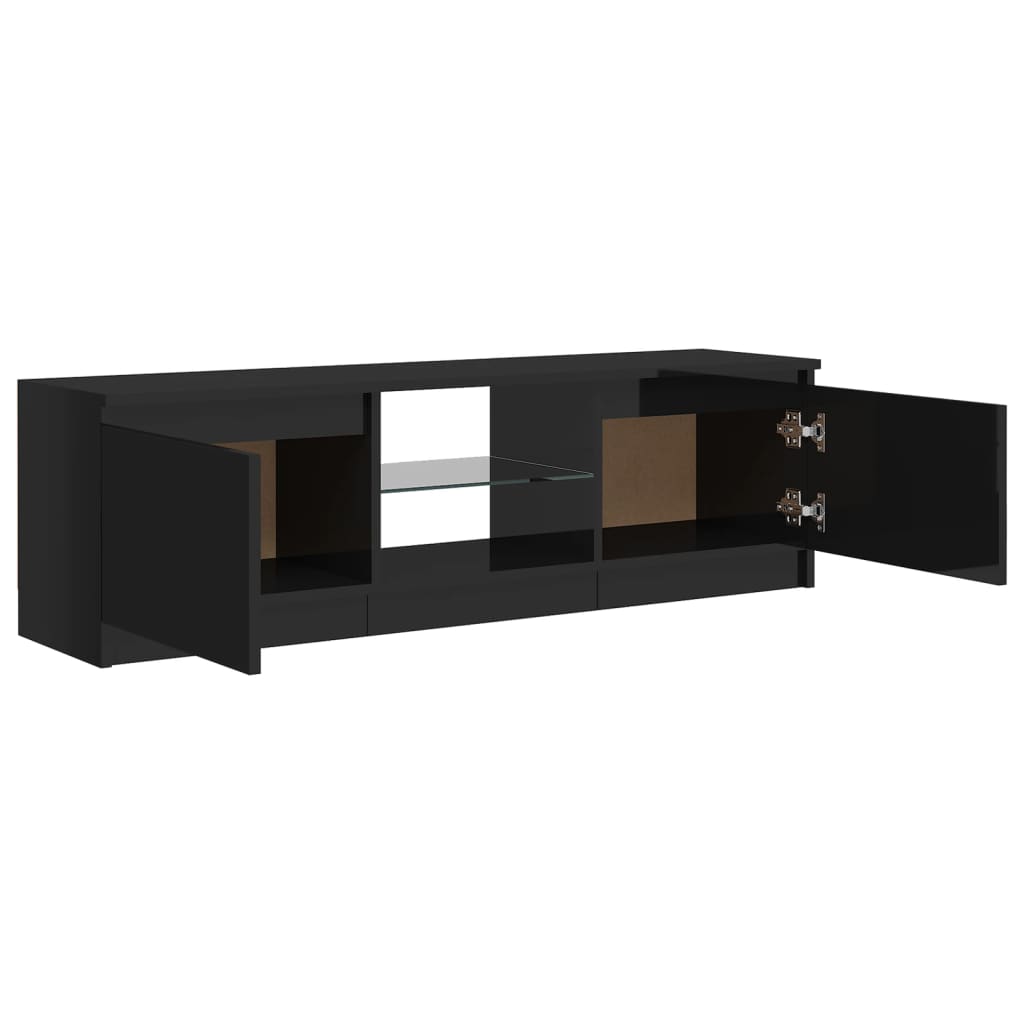 TV-Schrank mit LED-Leuchten Hochglanz-Schwarz 120x30x35,5 cm