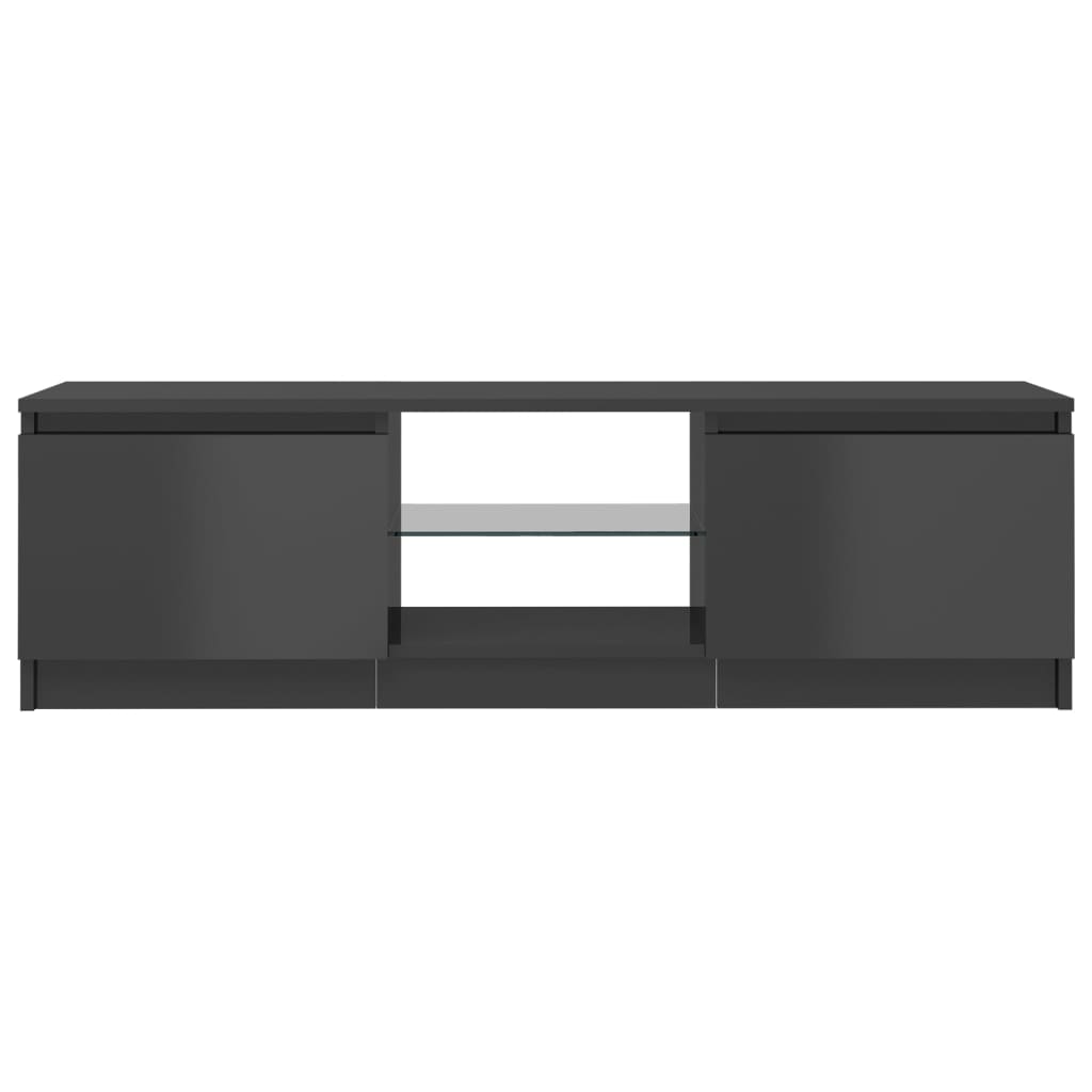 TV-Schrank mit LED-Leuchten Hochglanz-Grau 120x30x35,5 cm