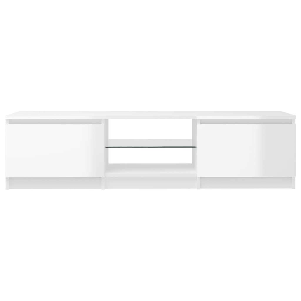 TV-Schrank mit LED-Leuchten Hochglanz-Weiß 140x40x35,5 cm