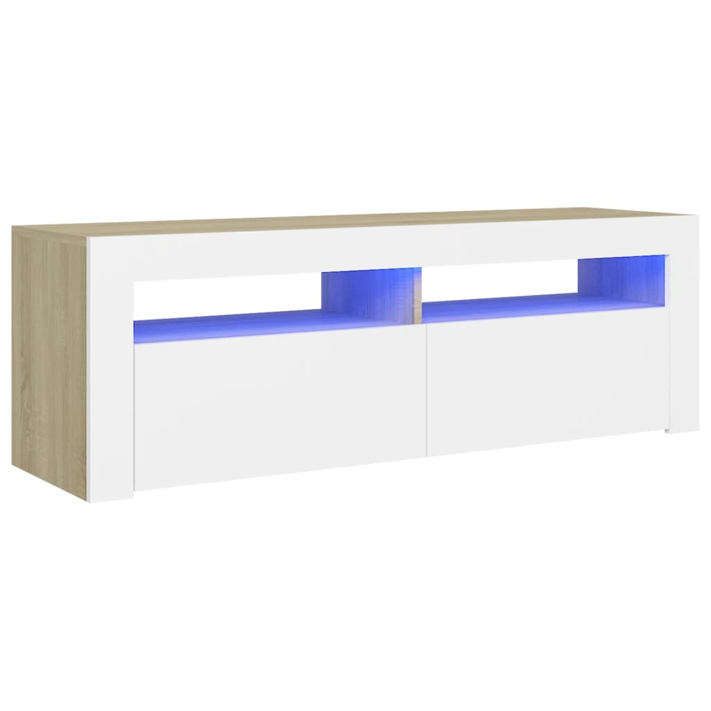 TV-Schrank mit LED-Leuchten Weiß Sonoma-Eiche 120x35x40 cm