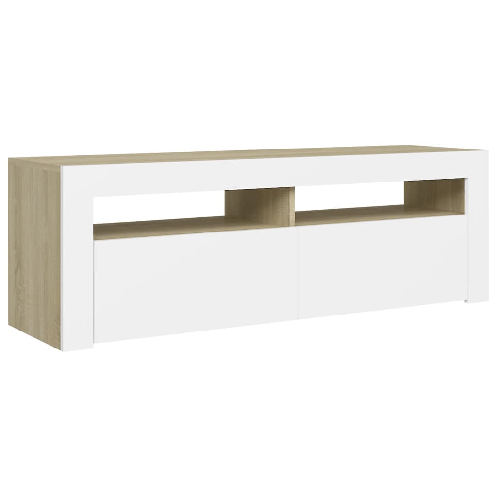 TV-Schrank mit LED-Leuchten Weiß Sonoma-Eiche 120x35x40 cm