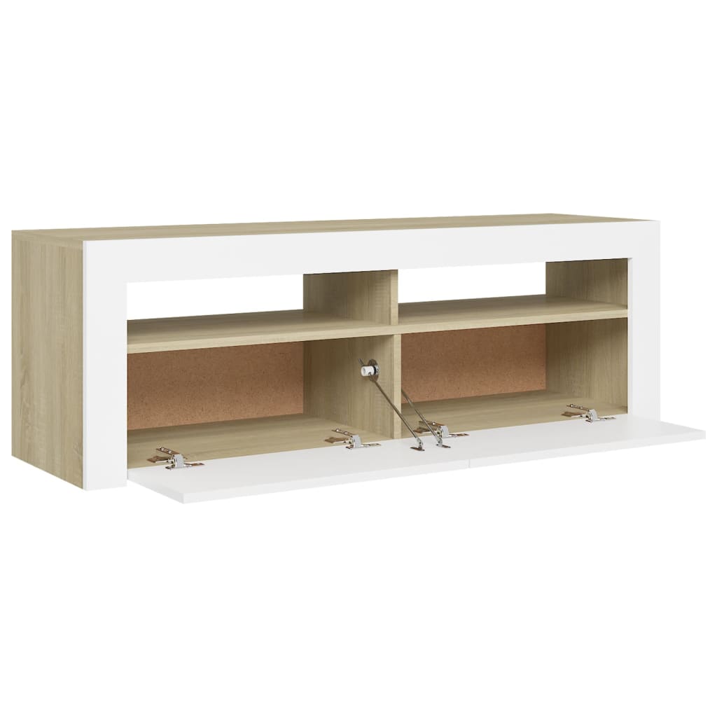 TV-Schrank mit LED-Leuchten Weiß Sonoma-Eiche 120x35x40 cm