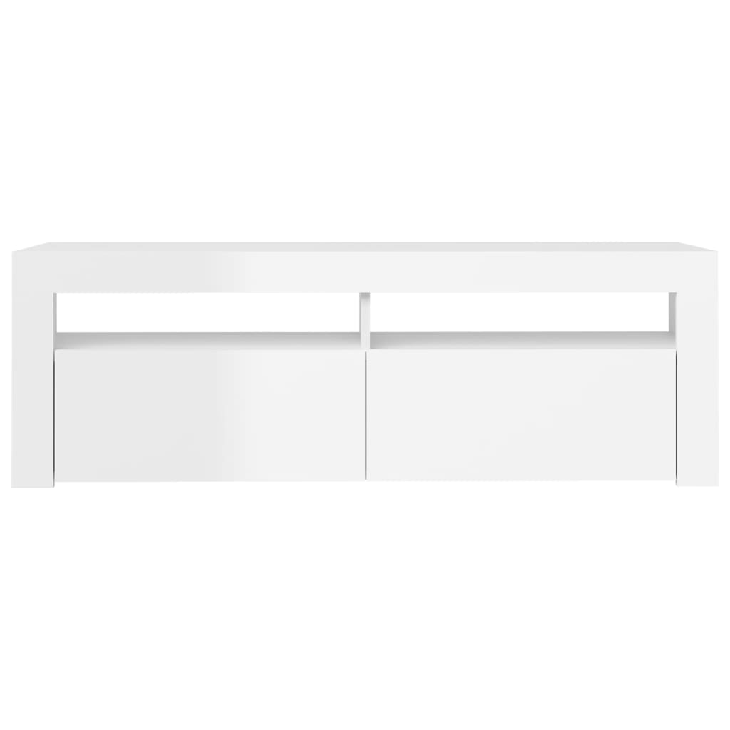 TV-Schrank mit LED-Leuchten Hochglanz-Weiß 120x35x40 cm