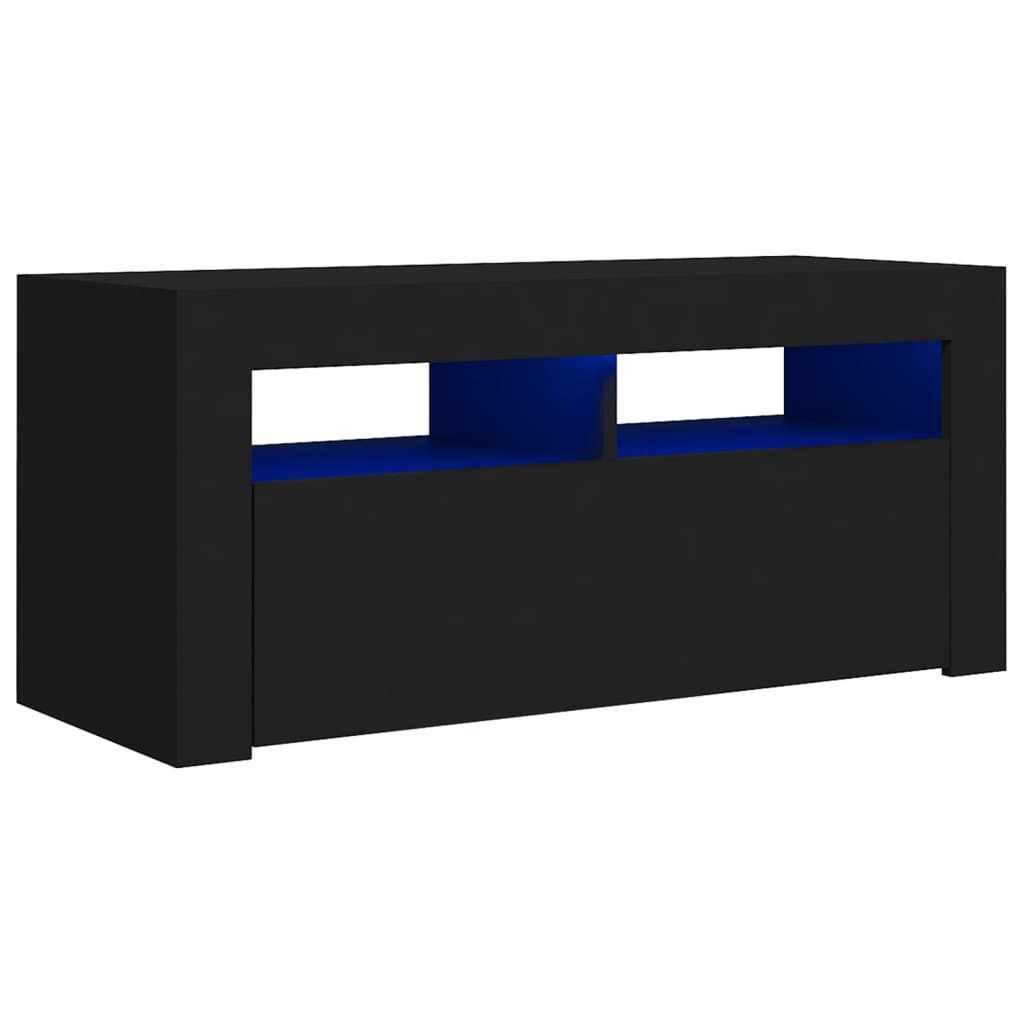 TV-Schrank mit LED-Leuchten Schwarz 90x35x40 cm