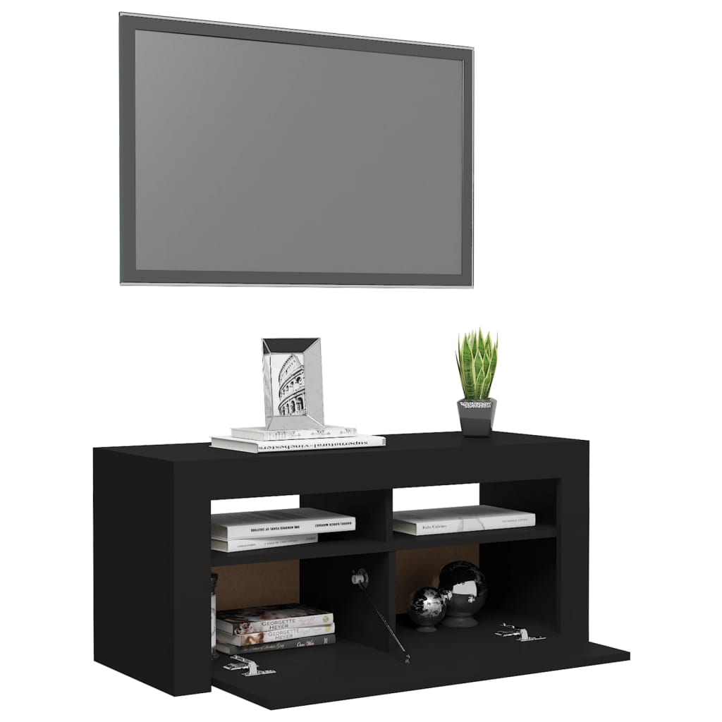 TV-Schrank mit LED-Leuchten Schwarz 90x35x40 cm