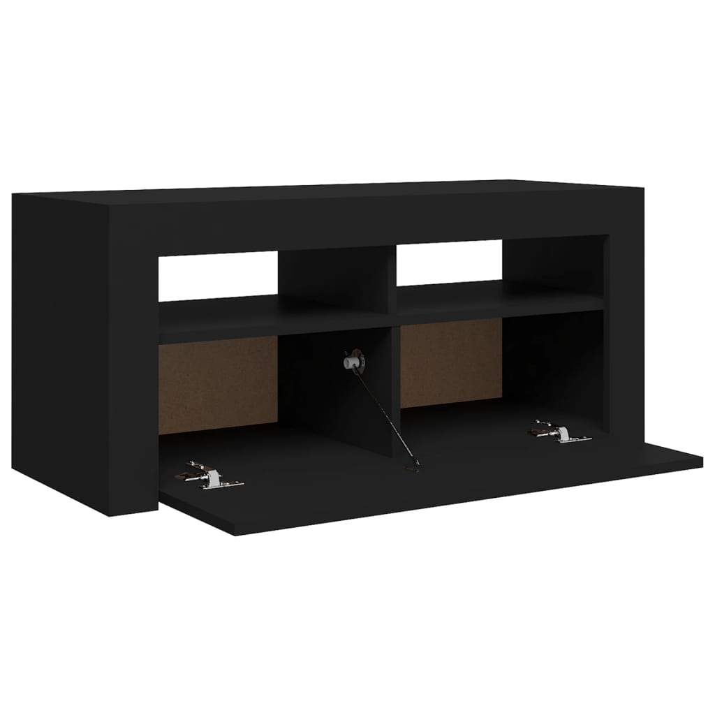 TV-Schrank mit LED-Leuchten Schwarz 90x35x40 cm