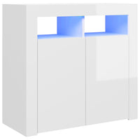 Thumbnail for Sideboard mit LED-Leuchten Hochglanz-Weiß 80x35x75 cm