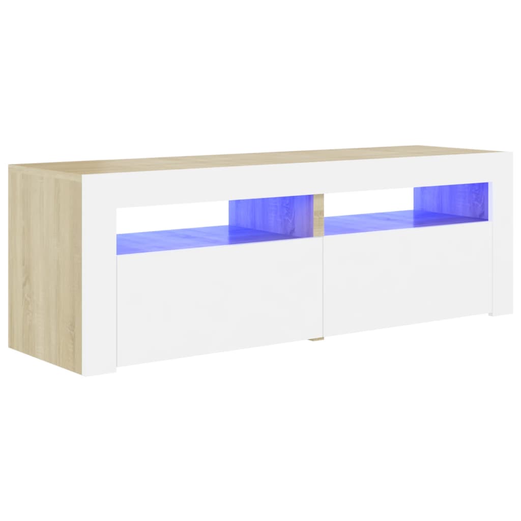 TV-Schrank mit LED-Leuchten Weiß Sonoma-Eiche 120x35x40 cm