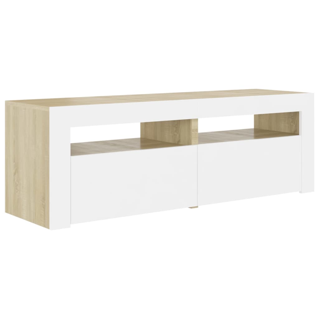 TV-Schrank mit LED-Leuchten Weiß Sonoma-Eiche 120x35x40 cm