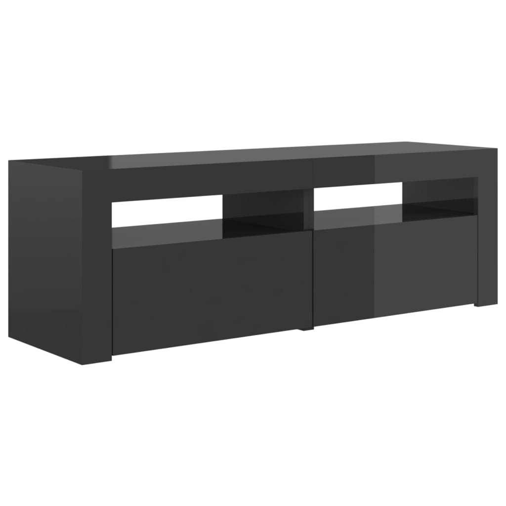TV-Schrank mit LED-Leuchten Hochglanz-Grau 120x35x40 cm