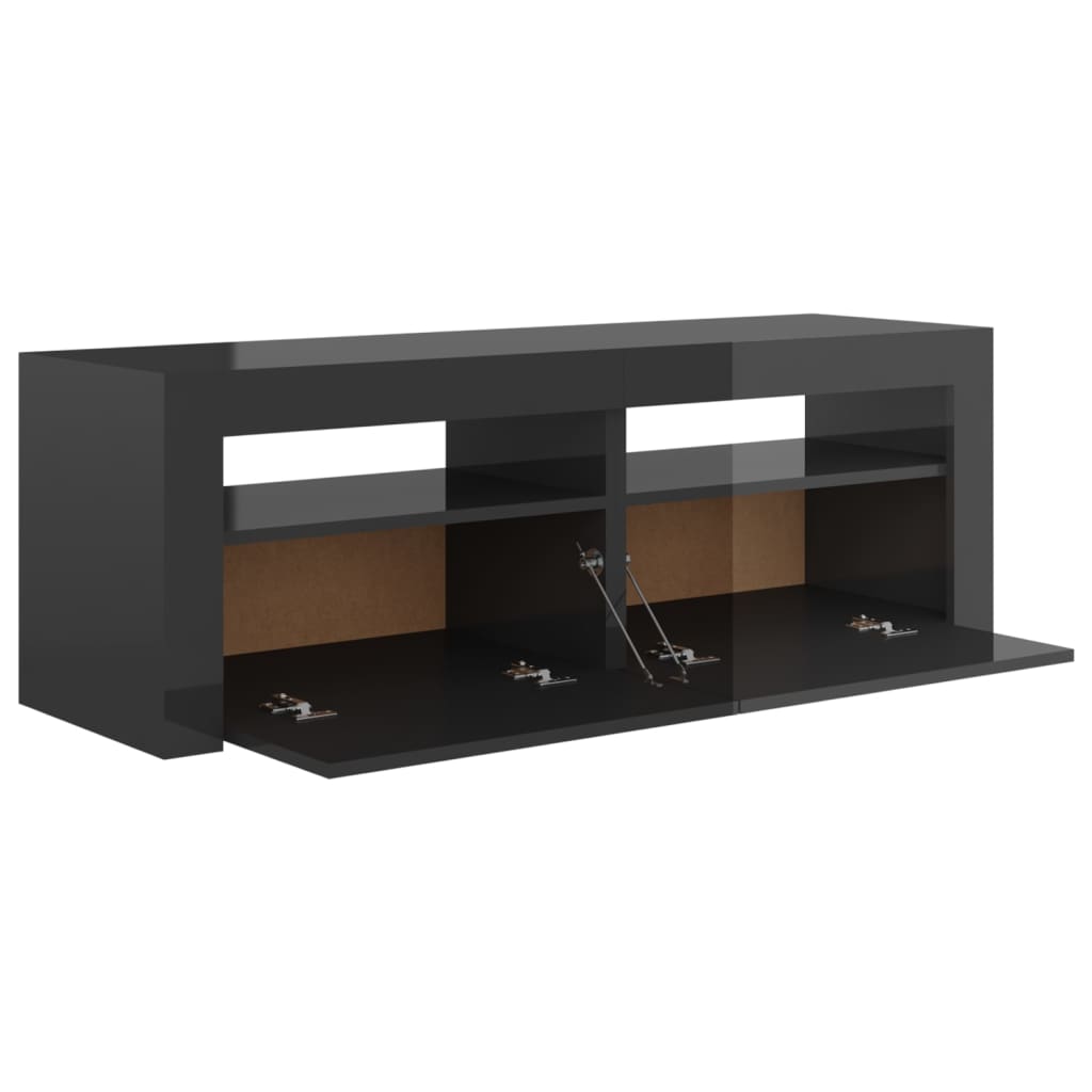 TV-Schrank mit LED-Leuchten Hochglanz-Grau 120x35x40 cm
