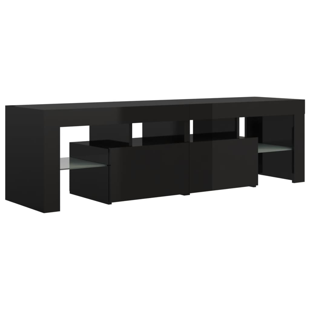 TV-Schrank mit LED-Beleuchtung Hochglanz-Schwarz 140x36,5x40 cm