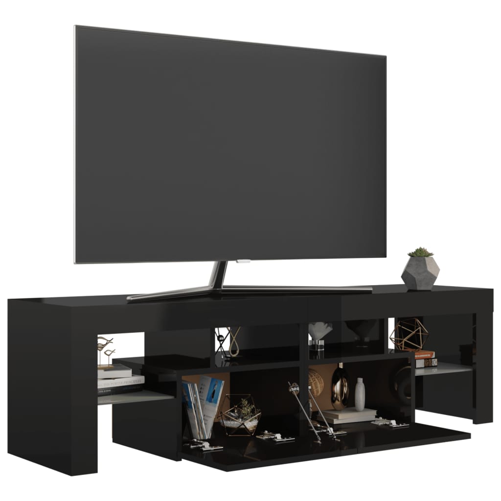 TV-Schrank mit LED-Beleuchtung Hochglanz-Schwarz 140x36,5x40 cm