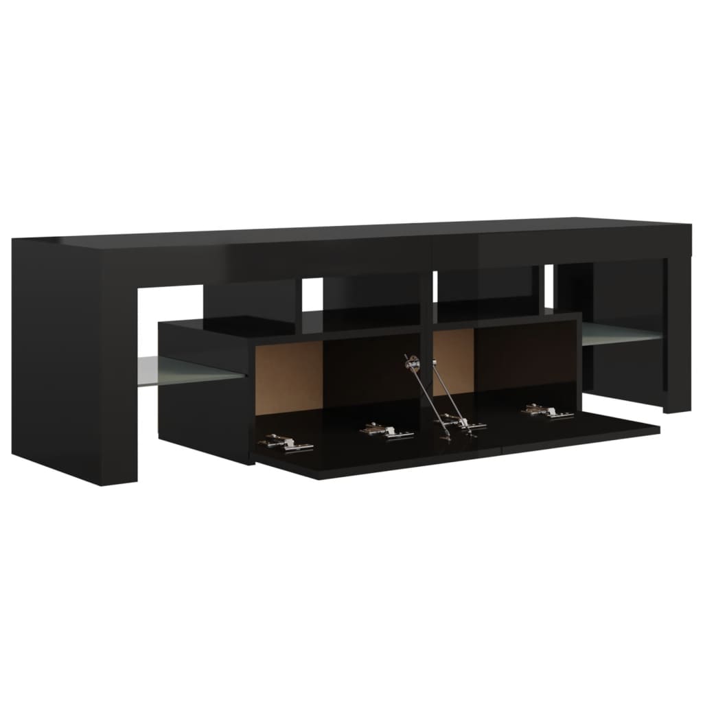 TV-Schrank mit LED-Beleuchtung Hochglanz-Schwarz 140x36,5x40 cm