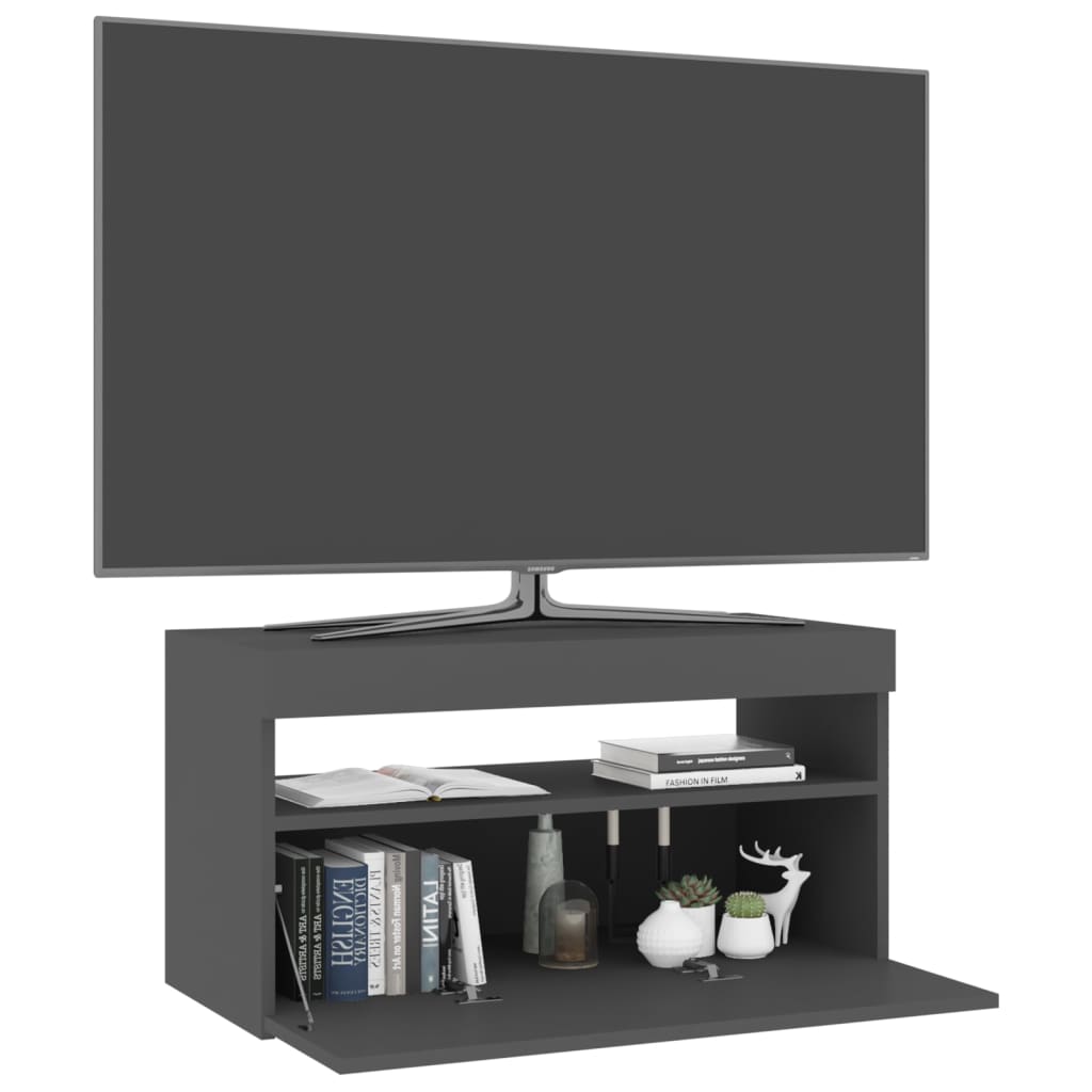 TV-Schrank mit LED-Leuchten Grau 75x35x40 cm