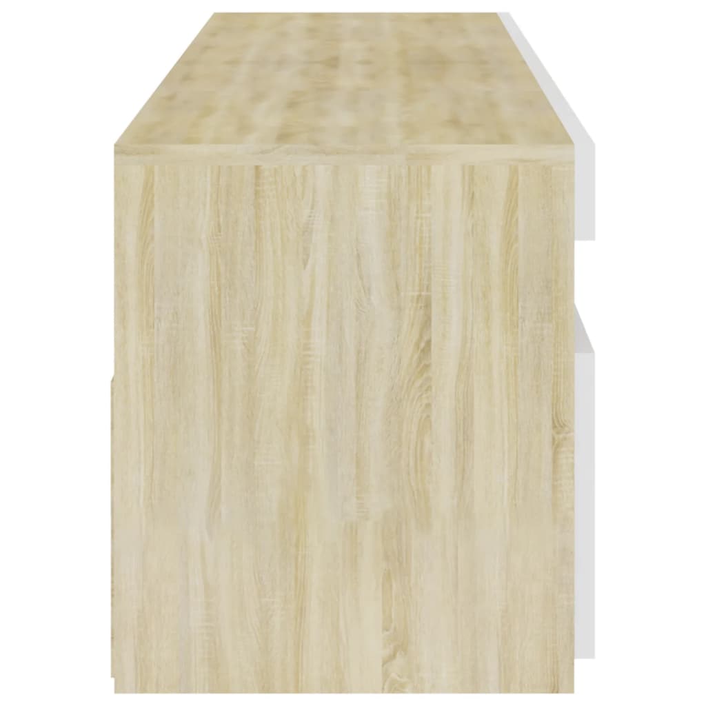 TV-Schränke 2 Stk. mit LED-Leuchten Weiß & Sonoma 75x35x40 cm