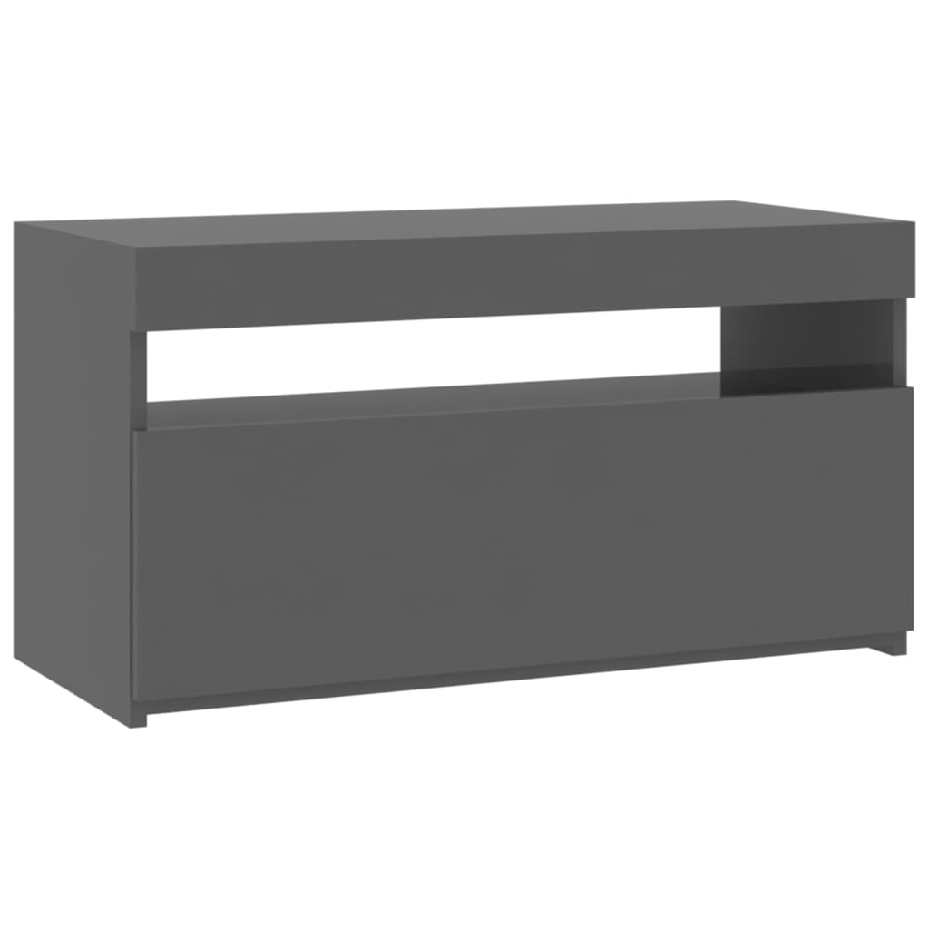 TV-Schrank mit LED-Leuchten Hochglanz-Grau 75x35x40 cm
